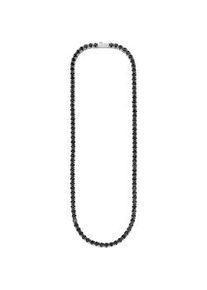Edelstahlkette Bruno Banani "Schmuck Geschenk Tenniskette", edelstahlfarben, schwarz, Halsketten, Damen, Edelstahl, L: 45 B: 4mm, Edelstahlkette, mit Zirkonia (synth.), B:4mm