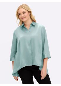 sheego Gro&szlig;e Gr&ouml;&szlig;en Satinbluse mit verk&uuml;rztem Saum vorn, kalkmint, Gr&ouml;&szlig;e 58 - Damen