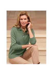 Classic Dog Polokragenpullover CLASSIC "Polopullover", Damen, Gr. 40, gr&uuml;n (schilf), 70% Polyacryl, 30% Schurwolle, unifarben, figurumspielend, Pullover