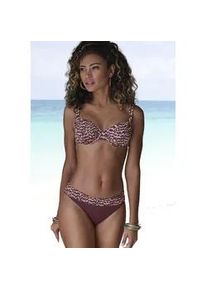 B&uuml;gel-Bikini-Top Lascana "Holly", Damen, Gr. 38, Cup B, rot (bordeaux bedruckt), Recycling-Polyamid, bedruckt, Bikini-Oberteile, mit Animalprint