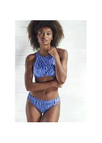 Bikini-Hose ELBSAND "Letra", Damen, Gr. 34, N-Gr, blau, Recycling-Polyamid, bedruckt, Badehosen Bikini-Hose, mit tollem Wording
