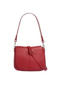 Umh&auml;ngetasche CLUTY, Damen, Gr. B/H/T: 23cm x 18cm x 8cm onesize, rot, Leder, leicht gl&auml;nzend, unifarben, Taschen Umh&auml;ngetasche, echt Leder, Made in Italy
