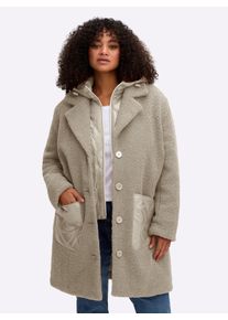 sheego Gro&szlig;e Gr&ouml;&szlig;en Fleecemantel in 2-in-1-Optik, schlamm, Gr&ouml;&szlig;e 56 - Damen