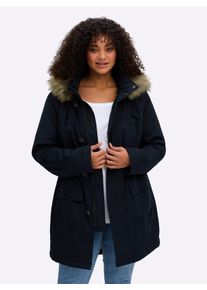 sheego by Joe Browns sheego Gro&szlig;e Gr&ouml;&szlig;en Parka mit Bumenstickerei am R&uuml;cken, tiefblau, Gr&ouml;&szlig;e 50 - Damen