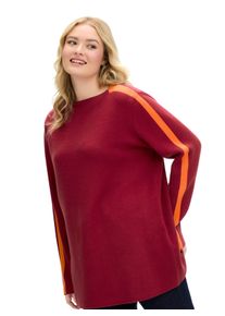 sheego Gro&szlig;e Gr&ouml;&szlig;en Strickpullover mit Jacquard-Streifen, kirsche-orange, Gr&ouml;&szlig;e 56/58 - Damen