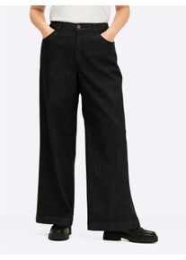 sheego Gro&szlig;e Gr&ouml;&szlig;en Jeans mit weitem Bein und Galonstreifen, black denim, Gr&ouml;&szlig;e 50 - Damen