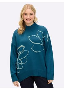 sheego Große Größen Pullover mit glitzerndem Intarsienmuster, topas-kalkmint-gemustert, Größe 40/42 - Damen