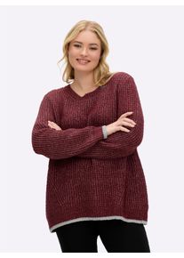 sheego Gro&szlig;e Gr&ouml;&szlig;en Pullover im Rippstrick, burgund, Gr&ouml;&szlig;e 48/50 - Damen