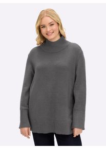 sheego Gro&szlig;e Gr&ouml;&szlig;en Pullover mit Melangegarn, grau-anthrazit-meliert, Gr&ouml;&szlig;e 56/58 - Damen