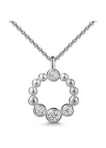 Kette mit Anh&auml;nger Firetti "Schmuck Geschenk Silber 925 Halsschmuck Ankerkette Kreis rund Kugeln", silberfarben, kristallwei&szlig;, Halsketten, Damen, Silber 925 (Sterlingsilber), L: 45 B: 1,3mm, Made in Germany - mit Zirkonia (synth.), B:1,3mm