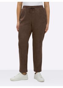 sheego Große Größen Schlupfhose in Velourslederoptik, schoko, Größe 40 - Damen