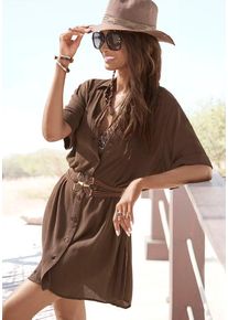 Lascana Longbluse braun Gr. 34 für Damen. Figurumspielend. Nachhaltig.
