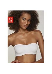 T-Shirt-BH Lascana, Damen, Gr. 100, Cup E, wei&szlig;, Microtouch, Obermaterial: 85% Polyamid, 15% Elasthan, Basic, BHs Bandeau-BH BH Tr&auml;gerlose-BH B&uuml;gel-BH T-Shirt-BH, ohne Schale mit abnehmbaren Tr&auml;gern, Basic Dessous
