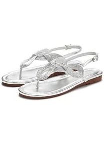 Zehentrenner Lascana, Damen, Gr. 35, silber (silberfarben), Obermaterial: 100% Textilmaterial. Decksohle: 100% Lederimitat. Futter: 100% Lederimitat. Laufsohle: 100% Synthetik, metallic, unifarben, Schuhe Zehentrenner, Sandale, Pantolette im Metallic-Look VEGAN