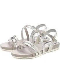 Sandale Lascana "Sommerschuh", Damen, Gr. 41, silber (silberfarben), Obermaterial: 100% Lederimitat. Decksohle: 100% Textilmaterial. Futter: 100% Lederimitat. Laufsohle: 100% Synthetik, metallic, unifarben, Schuhe Sandale, Sandalette, Sommerschuh mit Metallic-Optik VEGAN