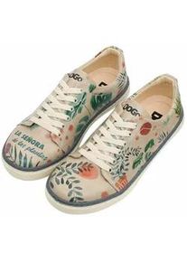 Sneaker DOGO "Classic Schn&uuml;rsneaker Plant Lady Damen Sneaker", Damen, Gr. 39, Normalschaft, bunt (natur), Lederimitat, Schuhe Skaterschuh Schn&uuml;rschuh Sneaker low, Handgefertigt