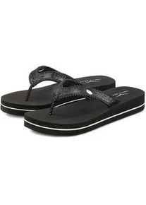 Badezehentrenner Venice Beach "Sandale, Badeschuh, Badelatsche, Flip Flop, Badeschlappe, Pantolette", Damen, Gr. 41, schwarz, Obermaterial: 100% Textilmaterial. Decksohle: 100% Synthetik. Futter: 100% Textilmaterial. Laufsohle: 100% Synthetik, Glitzer, unifarben, Schuhe, Zehentrenner mit wasserabweisender und leichter Sohle VEGAN