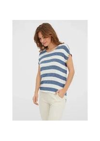 V&eacute;ro Moda Kurzarmshirt VERO MODA "VMWIDE STRIPE SL TOP GA JRS NOOS", Damen, Gr. L, blau (china blau stripes:snow wei&szlig;), Jersey, Obermaterial: 96% Viskose, 4% Elasthan, gestreift, regular fit normal, Rundhals, Shirts, Viskosemischung