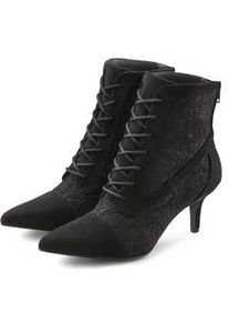 Schn&uuml;rstiefelette Lascana, Damen, Gr. 40, schwarz, Obermaterial: 100% Textilmaterial. Decksohle: 100% Lederimitat. Futter: 100% Lederimitat. Laufsohle: 100% Synthetik, unifarben, Schuhe Schn&uuml;rstiefelette, in sexy Spitzen Optik, Stiefel