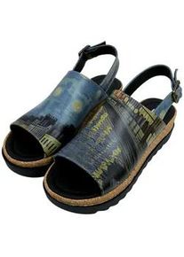 Sandalette DOGO "Gigi Sandale Sea Sparkle Damen Sandalen", Damen, Gr. 38, Normalschaft, blau, Lederimitat, Schuhe Sandalette, Handgefertigt