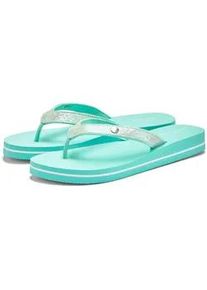 Badezehentrenner Venice Beach "Sandale, Badeschuh, Badelatsche, Flip Flop, Badeschlappe, Pantolette", Damen, Gr. 35, blau (mint), Obermaterial: 100% Textilmaterial. Decksohle: 100% Synthetik. Futter: 100% Textilmaterial. Laufsohle: 100% Synthetik, Glitzer, unifarben, Schuhe, Zehentrenner mit wasserabweisender und leichter Sohle VEGAN