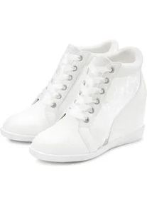 Sneaker Lascana "Freizeitschuh, Halbschuh, Keilstiefelette, Stiefelette", Damen, Gr. 42, wei&szlig;, Obermaterial: 100% Lederimitat. Decksohle: 100% Lederimitat. Futter: 100% Lederimitat. Laufsohle: 100% Synthetik, leicht transparent, unifarben, Schuhe Sneaker, mit innenliegendem Keilabsatz und Spitzendetails