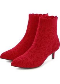 Ankleboots Lascana "Sock Boot", Damen, Gr. 40, rot, Obermaterial: 100% Textilmaterial. Decksohle: 100% Textilmaterial. Futter: 100% Textilmaterial. Laufsohle: 100% Synthetik, unifarben, Schuhe Sockboots Stiefelette Schlupfboots, High Heel Stiefelette, Stiefel, kleiner Absatz & elastischer Spitze