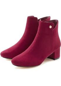 Stiefelette Lascana "Sommerstiefelette", Damen, Gr. 36, rot (bordeaux), Obermaterial: 100% Textilmaterial. Decksohle: 100% Textilmaterial. Futter: 100% Textilmaterial. Laufsohle: 100% Synthetik, unifarben, Schuhe Stiefelette, mit bequemen Blockabsatz, Ankle Boots, Stiefel VEGAN