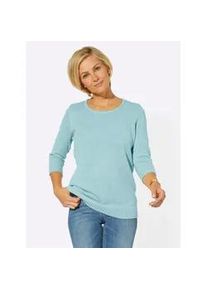 3/4 Arm-Pullover Classic Basics "Pullover", Damen, Gr. 44, blau (aquamarin), 100% Polyacryl, unifarben, Pullover