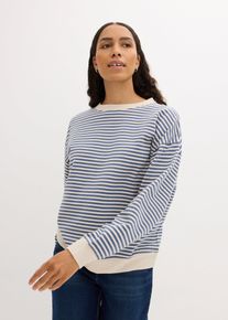 bonprix Loose-fit Sweatshirt, blau, Gr.56/58 (3XL), Gestreiftes Sweatshirt aus fester Qualit&auml;t, 60% Baumwolle