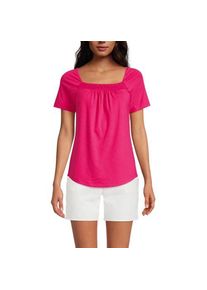LANDS' END Baumwoll/Modal-Shirt mit gesmoktem Ausschnitt, Damen,  Pink, Baumwolle Modal, by Lands' End