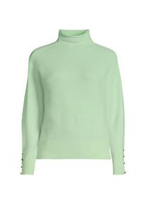 LANDS' END Sot Touch Stehkragenpullover mit &Auml;rmelkn&ouml;pfen, Damen,  Gr&uuml;n, Polyacryl/Woll-Mischung/Nylon-Mischung, by Lands' End