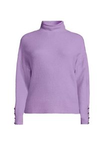 LANDS' END Sot Touch Stehkragenpullover mit &Auml;rmelkn&ouml;pfen, Damen,  Lila, Polyacryl/Woll-Mischung/Nylon-Mischung, by Lands' End