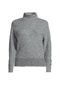 LANDS' END Soft Touch Stehkragenpullover mit &Auml;rmelkn&ouml;pfen, Damen,  Grau, Polyacryl/Woll-Mischung/Nylon-Mischung, by Lands' End