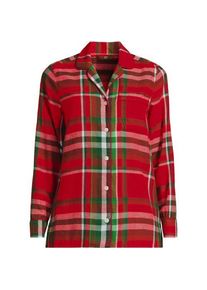 LANDS' END Gemustertes Pyjamahemd aus reinem Baumwoll-Flanell in Petitegr&ouml;&szlig;e, Damen,  Rot, Baumwolle, by Lands' End