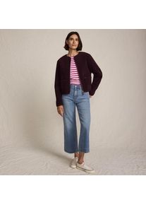 LANDS' END Kragenlose Sherpa-Fleecejacke, Damen,  Rot, Polyester/Polyester-Mischung, by Lands' End