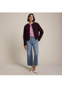 LANDS' END Kragenlose Sherpa-Fleecejacke, Damen,  Rot, Polyester/Polyester-Mischung, by Lands' End
