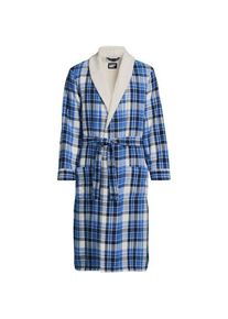 LANDS' END Flanell-Bademantel mit Teddyfutter, Herren,  Blau, Baumwolle, by Lands' End