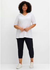 sheego Große Größen V-Shirt aus Jersey, leicht tailliert, weiß, Größe 56 - Damen