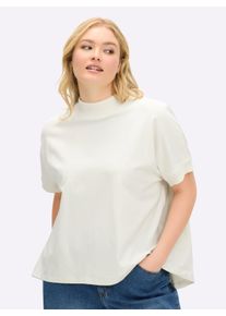 sheego Große Größen Stehkragenshirt mit Fledermaus-Ärmeln, ecru, Größe 38 - Damen