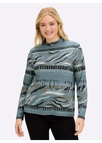 sheego Große Größen Stehkragenshirt im Grafik-Dessin, jade-graphit-bedruckt, Größe 36 - Damen