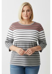 sheego Große Größen Ringelshirt aus weichem Single-Jersey, rosenholz-grau-geringelt, Größe 50 - Damen