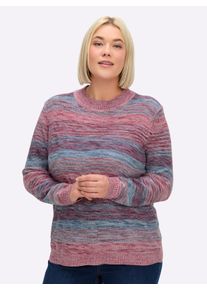sheego Große Größen Stehkragenpullover in Melange-Optik, altrosa-mittelblau-meliert, Größe 40 - Damen
