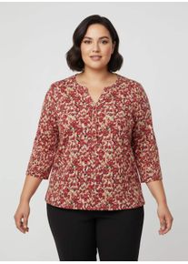 sheego Gro&szlig;e Gr&ouml;&szlig;en Druckbluse mit Gummizug an &Auml;rmeln und Saum, erdbeere-lindgr&uuml;n-bedruckt, Gr&ouml;&szlig;e 54 - Damen