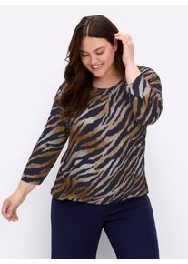 sheego Große Größen Print-Shirt im Tierfell-Dessin, marine-cognac-bedruckt, Größe 54 - Damen
