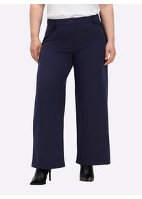 sheego Gro&szlig;e Gr&ouml;&szlig;en B&uuml;gelfaltenhose mit weiten Beinen, marine, Gr&ouml;&szlig;e 22 - Damen