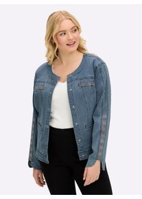 sheego Gro&szlig;e Gr&ouml;&szlig;en Jeansblazer mit glitzernden Details, blue-bleached, Gr&ouml;&szlig;e 38 - Damen