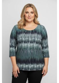 sheego Gro&szlig;e Gr&ouml;&szlig;en Rundhalsshirt mit 3/4-&Auml;rmeln, marine-apfel-bedruckt, Gr&ouml;&szlig;e 44 - Damen