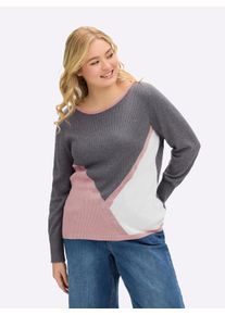 sheego Große Größen Langarm-Pullover mit Glanzgarn-Akzenten, anthrazit-hortensie, Größe 42 - Damen