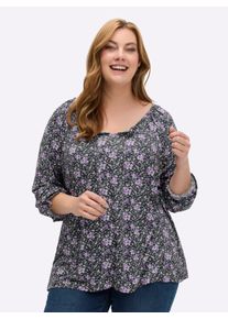 sheego Gro&szlig;e Gr&ouml;&szlig;en Tunikashirt in weit ausgestellter A-Linie, graphit-flieder-gemustert, Gr&ouml;&szlig;e 48 - Damen